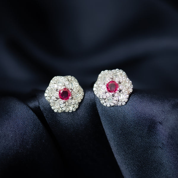 Ruby Blossom Pendant Set