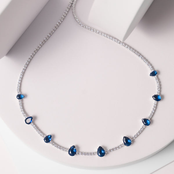 Sapphire-hued tennis necklace