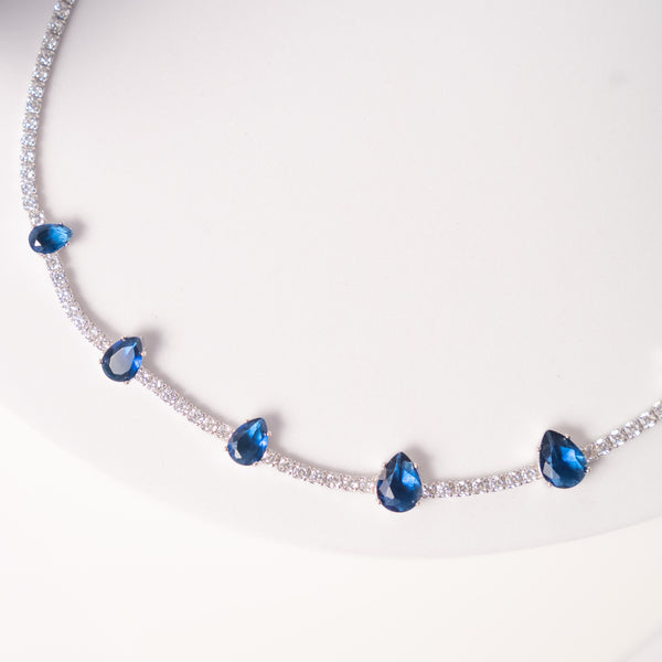 Sapphire-hued tennis necklace