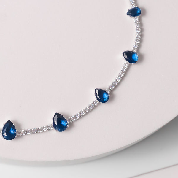 Sapphire-hued tennis necklace