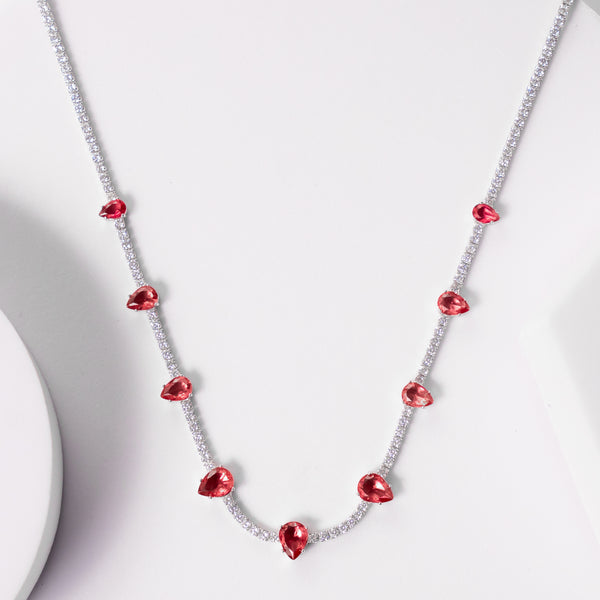 Ruby-Hued tennis Necklace