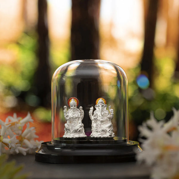Silver Lakshmi and Ganesha Idol