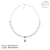 Silver Pink Flower Drop Solitaire Set